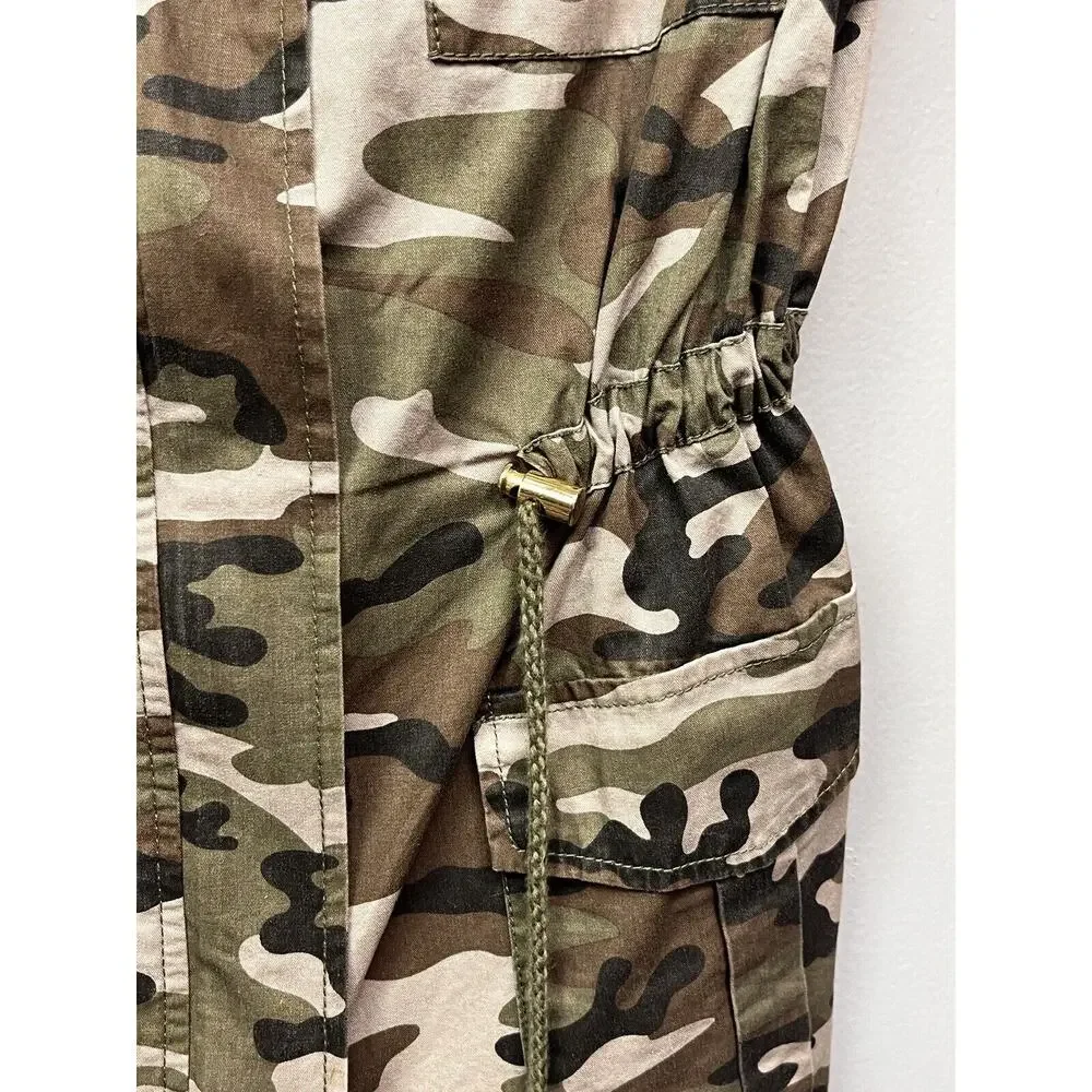 Angel Kiss Camo Utility Vest Womens medium Green‎ Full zip Pockets